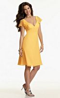 Size 12 Yellow Jordan Flutter Sleeve Short Bridesmaid Dress 380K image