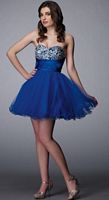 Alyce Designs Royal Blue Satin and Sequin Cocktail Party Dress 4193 image