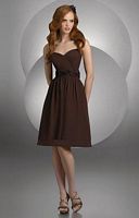 Size 12 Mink Bari Jay Short Chiffon Rosettes Bridesmaid Dress 423 image
