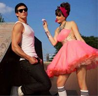 BabyDoll by MacDuggal Electric Coral Gold Short Prom Dress 42505B image