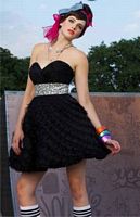 BabyDoll by MacDuggal Short Prom Dress with Tiered Lace Skirt 4723B image