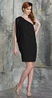 Size 8 Black Bari Jay 536 One Shoulder Short Chiffon Bridesmaid Dress image
