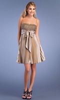Dave and Johnny Gold Pleated Short Prom Dress 5688 image