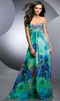 Shimmer Floral Print Chiffon Prom Dress 59218 by Bari Jay image