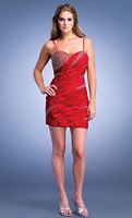 Dave and Johnny Ruched Satin Short Prom Dress 6004 image