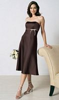 Alfred Angelo Satin Cocktail Length Bridesmaid Dress with Bow 6132 image