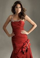 One Shoulder ruched Beaded Taffeta Night Moves Prom Dress 6206 image