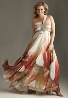 Night Moves Plus Sized Chiffon Print Prom Dress 6350W image