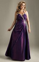 Night Moves Plus Sized Beaded Halter Prom Dress 6351W image