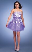 Dave and Johnny Short Tulle Prom Party Dress with 3D Flowers 6412 image