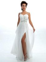 Size 12 Ice Blue MacDuggal Flash 64420L Beaded Strap Long Dress image