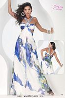 Riva Designs Print Prom Dress with Cut Out Sides 6464 image