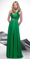 Ruffle One Shoulder Alyce Designs Prom Dress 6588 with Pockets image