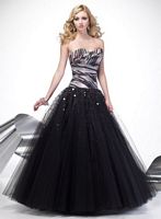 Plaid Taffeta and Tulle Ball Gown Alyce Designs Prom Dress 6592 image