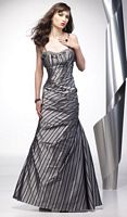 Striped Taffeta Side Pleated Alyce Designs Prom Dress 6636 image