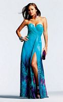 Faviana Blue Print Chiffon Prom Dress with Scarf 6650 image