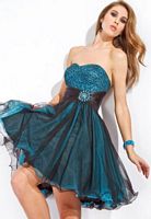 Party Time Short Strapless Beaded Party Dress 6655 image