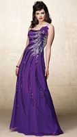 Alyce Designs One Shoulder Beaded Silk Chiffon Evening Dress 6688 image