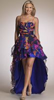 Dave and Johnny Bright Print High Low Evening Dress 6739 image