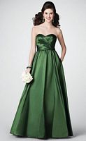 Size 14 Pine Green Alfred Angelo Strapless Long Bridesmaid Dress 7187 image