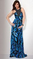 Jovani Beaded Neckpiece Print Prom Dress 721 image