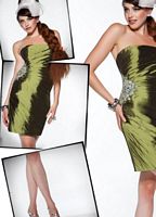 BabyDoll by MacDuggal Olive Iridescent Taffeta Cocktail Dress 81214B image