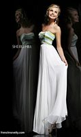 Size 6 Ivory-Yellow-Aqua Sherri Hill 8532 Strappy Back Evening Dress image