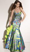 Paparazzi One Shoulder Print Mermaid Prom Dress 91007 by Mori Lee image