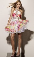 Sticks and Stones Short Floral Print Prom Dress 9175 by Mori Lee image