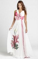 Feminine Floral Stripe Blush Prom Dress 9208 image