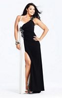 Faviana Black White Color Block Jersey Plus Size Prom Dress 9278 image
