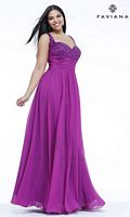 Size 16W Orchid Faviana 9332 Plus Size Sequin Chiffon Evening Dress image