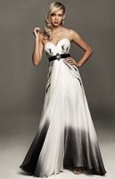 White and Black Ombre Chiffon Evenings by Allure Prom Gown A403 image