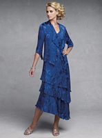Capri by Mon Cheri Royal Blue Silk Burnout Evening Dress CP11132-1 image