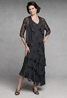 Capri by Mon Cheri Black Silk Mother of the Bride Dress CP11132-4 image