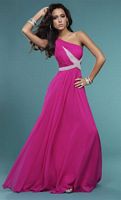 BG Haute Fuchsia One Shoulder Prom Dress with Sparkling Accent E19098 image