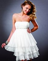 White Short Tiered Blush Prom Homecoming Party Dress 9111 image