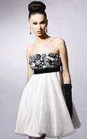 White and Black Short Blush Prom Homecoming Bubble Dress 9112 image