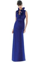 Long Sleeveless Ruffle Neck Alfred Sung Bridesmaid Dress D466 by Dessy image