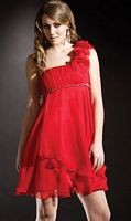 Red Rosettes One Shoulder Dave and Johnny Short Homecoming Dress 5903 image