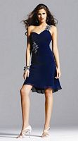 Navy Beaded One Shoulder Chiffon Faviana Short Homecoming Dress 6634 image