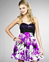 Floral Print Sequin Landa Short Homecoming Party Dress EB303 image