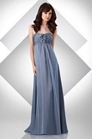 Size 10 Sky Blue Bari Jay Long Shirred Empire Bridesmaid Dress 322 image