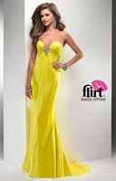 Size 0 Poppy Flirt P2779 Vibrant Flowing Chiffon Evening Dress image