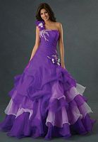 One Shoulder Tiered Ruffle Allure Bridals Quinceanera Dress Q252 image