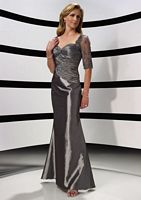 Size 14 Grey Jean De Lys Lace Illusion Dress 29318 by Alyce Designs image