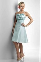 Size 10 Misty Blue Bari Jay Tea Length Rosettes Bridesmaid Dress 931 image