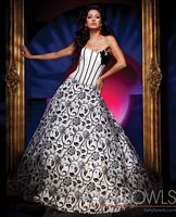 White and Black Floral Embossed Tony Bowls Evenings Dress TBE11105 image