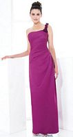 Val Stefani One Shoulder Long Satin Bridesmaid Dress with Flowers VS9124 image