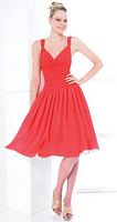 Val Stefani Knee Length Chiffon Drop Waist Bridesmaid Dress VS9125 image